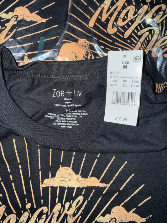 Zoe + Liv mojave desert graphic black jersey womens t-shirt
