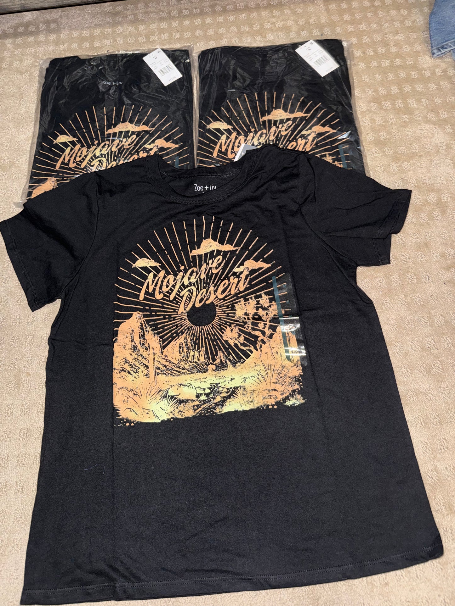 Zoe + Liv mojave desert graphic black jersey womens t-shirt